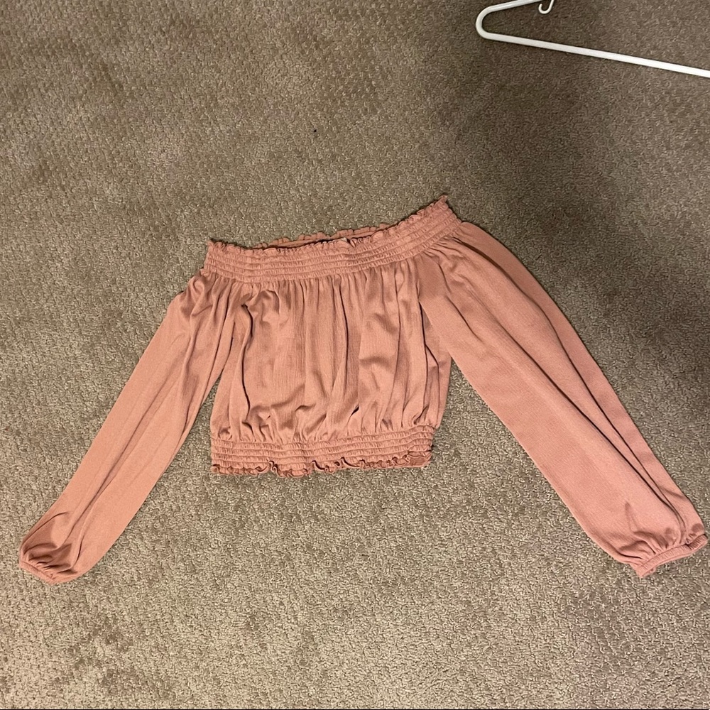 Medium Off The Shoulder Pink H&M Crop Top